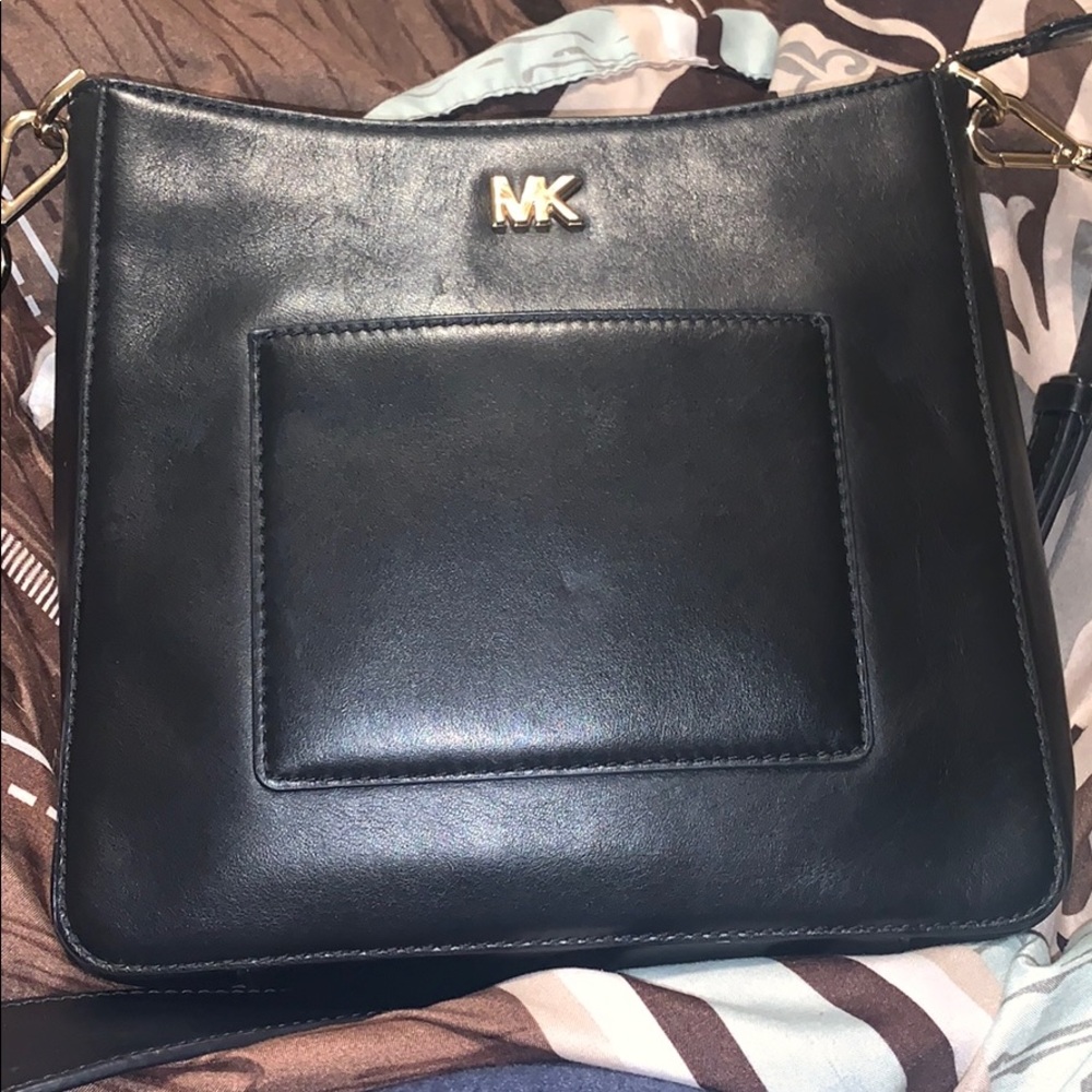 MK Black Leather Crossbody